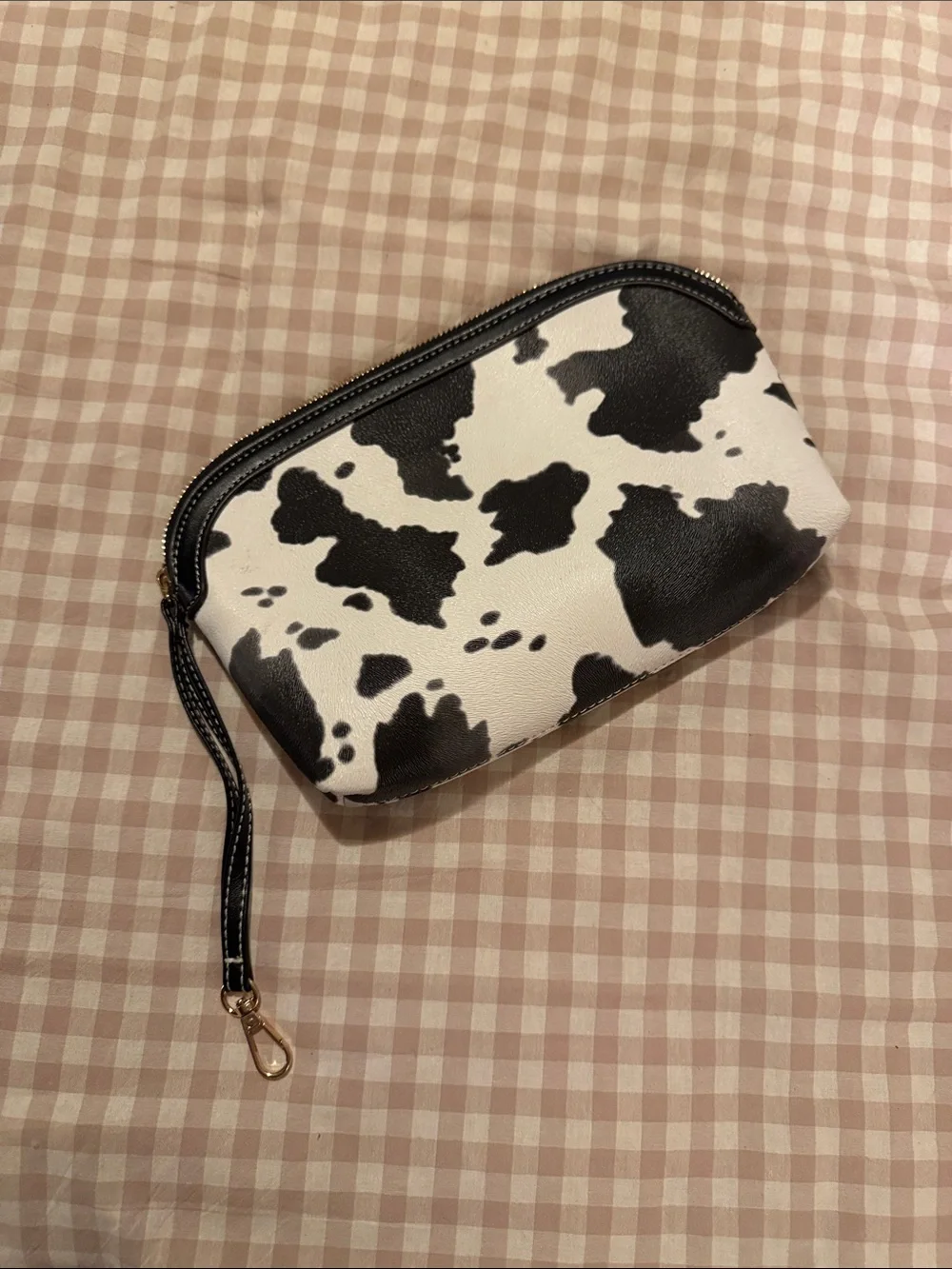 Cow print makeup bag
